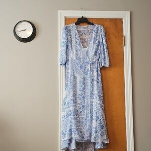 Calvin Klein Blue and White High Low Dress